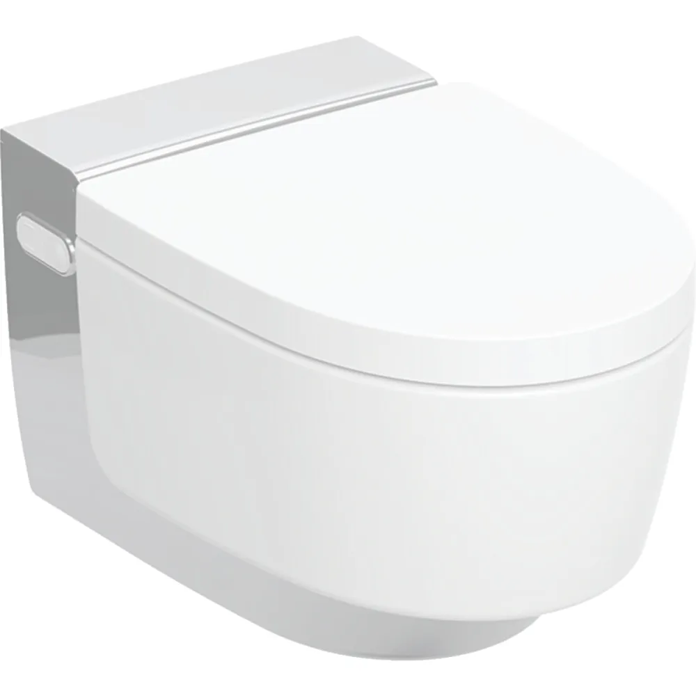 Подвесной унитаз-биде Geberit AquaClean Mera Classic: белый / покрытие KeraTect, Декоративная панель: хром / Высокоглянцевое покрытие