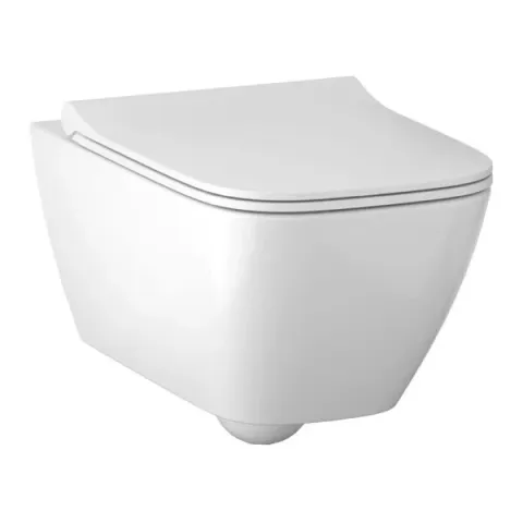 Унитаз подвесной безободковый Geberit Rimfree в комплекте с сиденьем (сэндвич) с плавным закрыванием SoftClose Smyle Square, белый